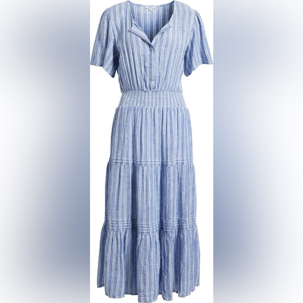 Rails Cannes Stripe Linen Blend Dress Sizexl